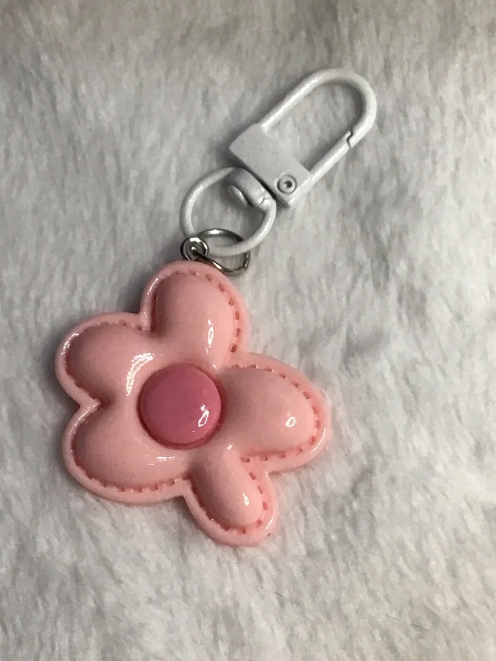 Pink Flower Keychain Card Holder Charm